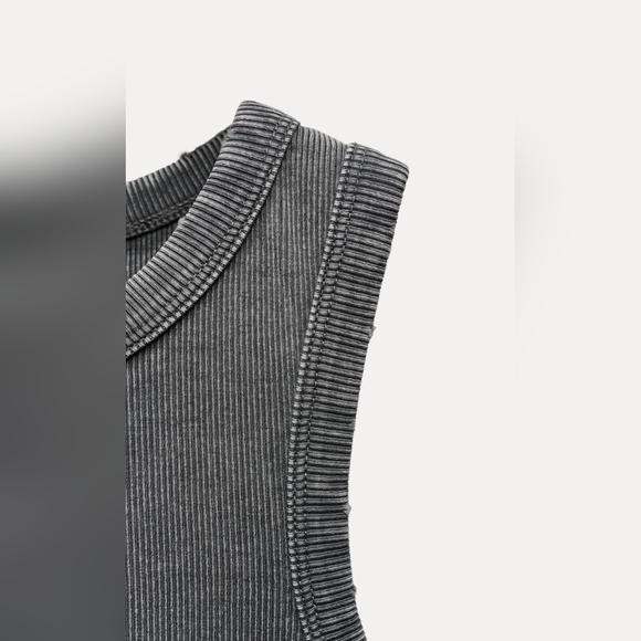 NWT Zara Washed Effect Ribbed Racer back Tank - size L - Picture 5 of 8